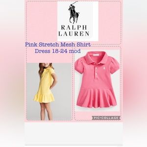 Ralph Lauren Pink Stretch Mesh Peplum Polo Dress 18-24 month